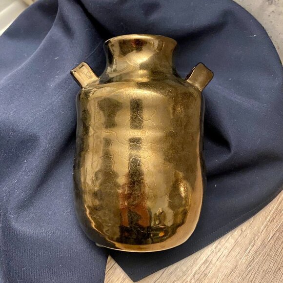 Bronze Metallic Vase with Double Loop Handles - Picture 6 of 10